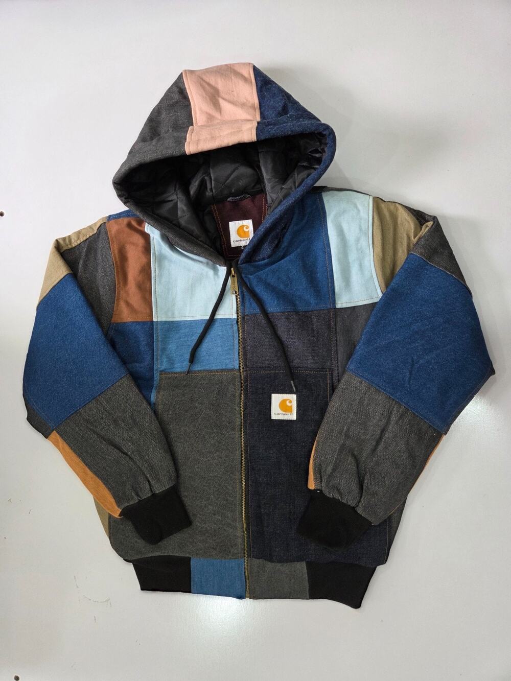 Vintage Reworked Carhartt Patchwork Hooded Jacket Multicolor S
